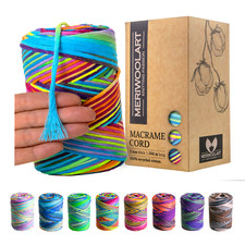 MeriWoolArt Macrame Yarn 3mm 200m - Öko-Tex 100% Recycled Cotton Yarn Color