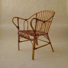 Vintage Rattan Bamboo Chair  Mid Century Modern MCM Armchair Boho Decorative