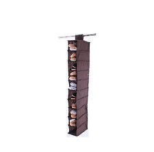 10 Section BROWN Hanging Shoe Storage Organiser Rack also suitable Garment stand