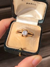 Antique Diamond Ring 18k Gold Platinum Old European Cut Solitaire Engagement