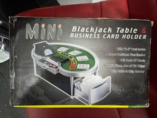 Mini Blackjack Table & Business Card Holder Brand New In Box Complete Gift Set