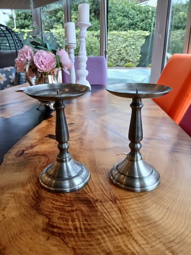 Pair vintage brushed chrome - pair,