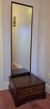 Cheval Mirror with Drawer In Solid Dark Hardwood