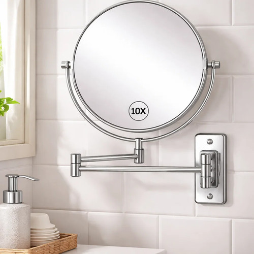 Wall mounted makeup mirror 10x - mounted,