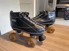 Roces BWG Black Leather Quad Roller Skates Uk 6 Eur 39 Vintage Unisex