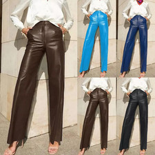 adies Work Faux Leather Pants