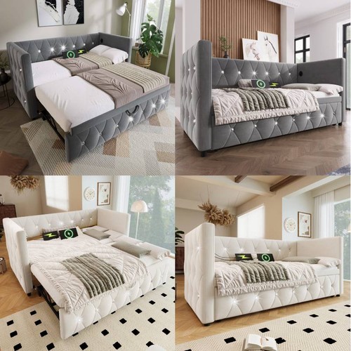 Daybed velvet upholstered bed - velvet,