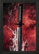 Samurai Sword in Water Framed