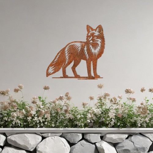 Metal fox garden sculpture - garden,