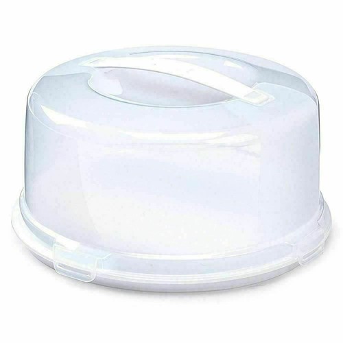White plastic round cake - white,