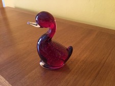 Whitefriars Glass Ruby Red Dilly Duck 5.5"