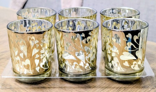 Gold heart mercury glass - gold,