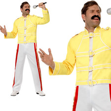 Queen Freddie Mercury Costume 80s Rock Legend Adult Mens Fancy Dress Outfit
