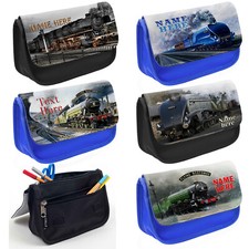 Personalised Pencil Case Boys Steam Train Childrens School Bag Kids Gift
