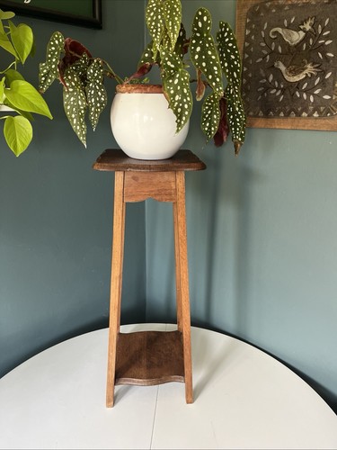 Vintage solid oak tier plant - oak,