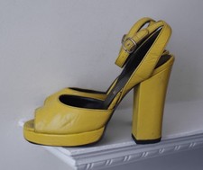 Sacha vivid yellow glam rock original 1970s vintage platform peeptoe heels shoes