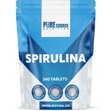 Spirulina 240 Tablets 500mg Immune System Booster, Energy, Detox ,Super Greens