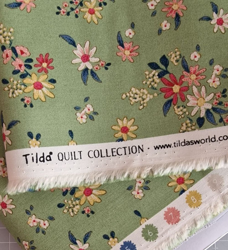 Green floral fabric pure - green,