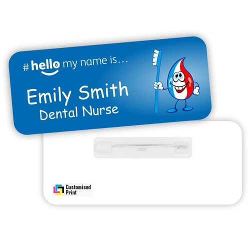 Hello name badge dentist - hello,