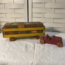 Vintage 24 Wooden Blocks And Truck