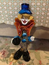 Tall Murano-Style Glass Clown w/ Swirled Ball