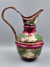 Vintage Enameled Copper Ewer