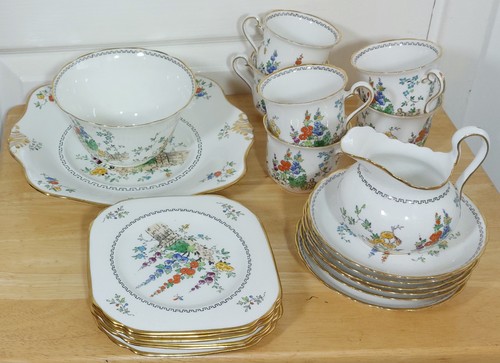 Tuscan china hollyhock tea set - tuscan,