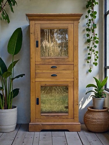 Late c20th glazed solid - late, oak