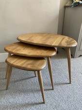 Nest Of 3 Blonde Ercol Pebble Occasional Tables Good Original Condition