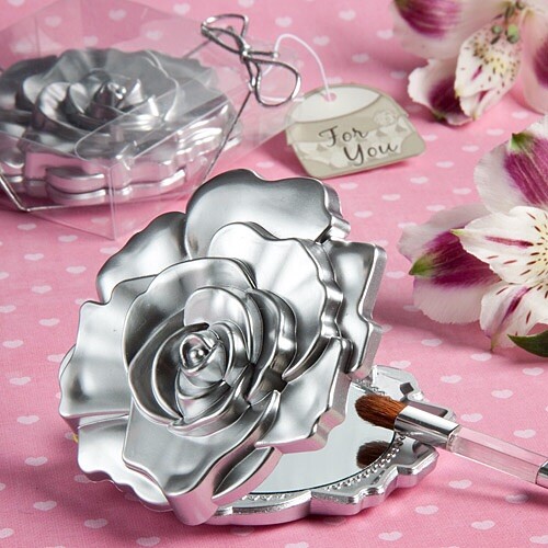 Silver rose compact mirror - compact,