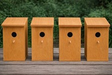 4x Natural Wooden Bird Houses