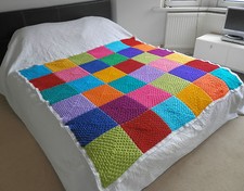 Handmade Crochet Large Blanket DOUBLE Bedspread Acrylic Yarn - VARIOUS COLOURS