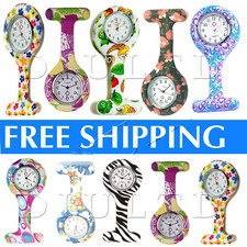 Silicon Nurse Watch Tunic Quartz Fob Pocket Brooch Washable + Free New Battery