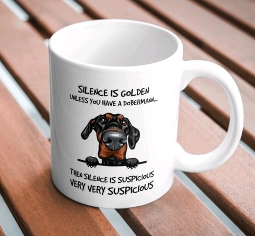 Doberman dog mug office work - doberman,