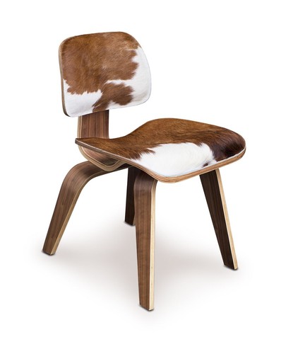 Cow skin valnut chair - , inspired