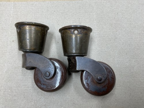 Antique brass cup castors - brass,