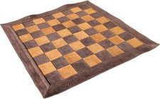 19" Leather Roll-Up Chess Board | Tournament Travel Mat | Luxury Brown Chess