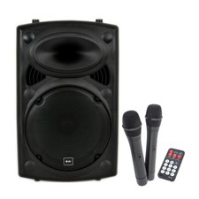 QTX QR12PA Portable PA System Battery Powered USB Sound + 2 x Wireless Handheld