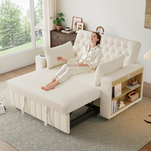 Folding sofa bed beige - 3-in-1,