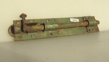 Large Antique Wrought Iron Door Lock Sliding Bolt Old Gate Victorian 9.25"L