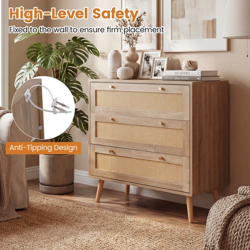 Drawer rattan dresser - 3-drawer,