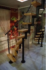 MINI Plus-Space Saver Spiral ,Loft Staircase Kit-Black - rods Type Balustrade