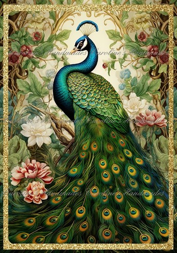 Art nouveau peacock floral - art,