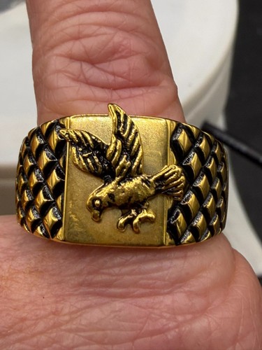 Mens gold eagle ring - mens, signet