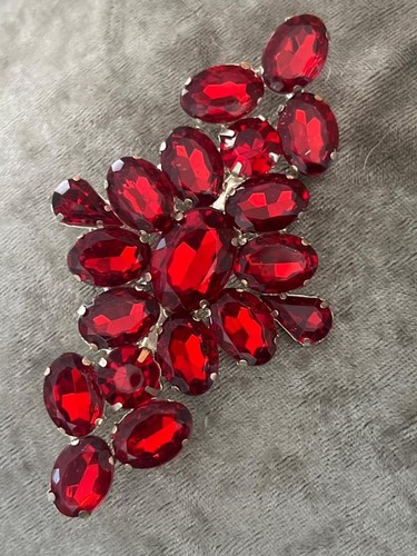 Large crystal brooch - crystal,