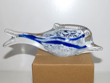 Murano style glass fish blue &