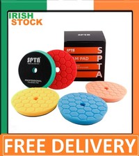 SPTA 5Pcs 5 inch (125mm) Hex-Logic Buffing Polishing Foam Pads for Car Polisher