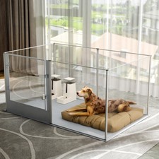 XXL Large Acrylic Dog Playpen Heavy Duty Pet Enclosure Fence Crate Cage with Mat