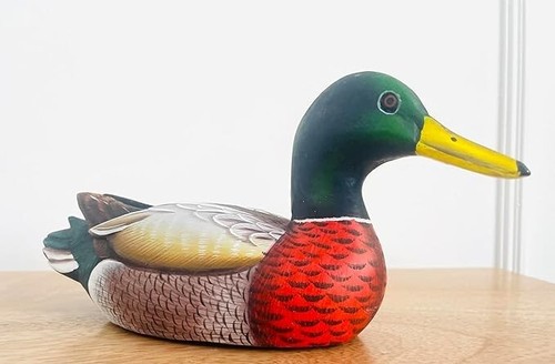 Mallard duck hand - carved, and