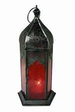 Lantern candle holder - holder, red